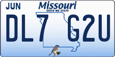 MO license plate DL7G2U