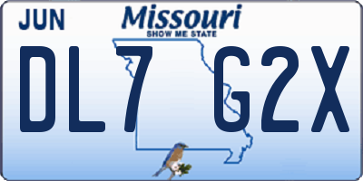 MO license plate DL7G2X