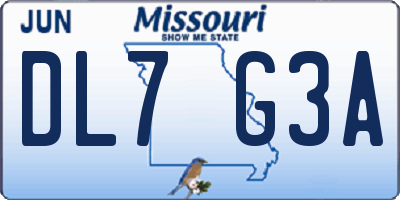 MO license plate DL7G3A