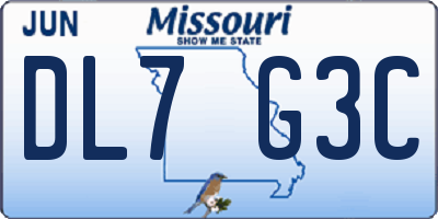 MO license plate DL7G3C