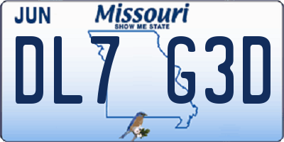 MO license plate DL7G3D