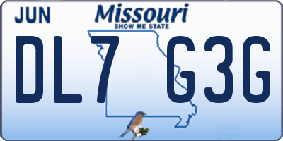 MO license plate DL7G3G