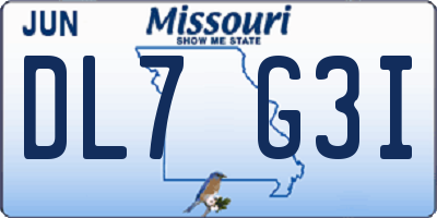 MO license plate DL7G3I