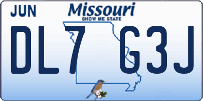 MO license plate DL7G3J