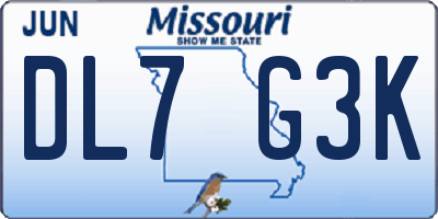 MO license plate DL7G3K