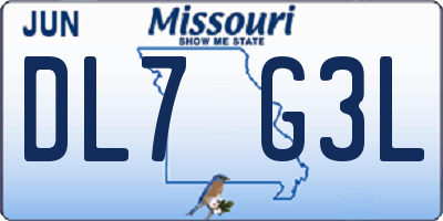 MO license plate DL7G3L
