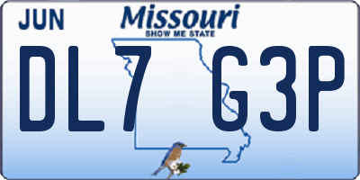 MO license plate DL7G3P