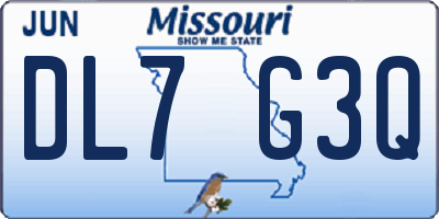 MO license plate DL7G3Q