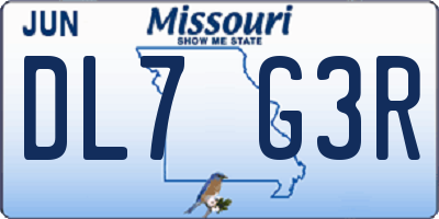 MO license plate DL7G3R