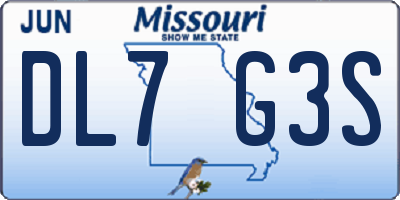 MO license plate DL7G3S