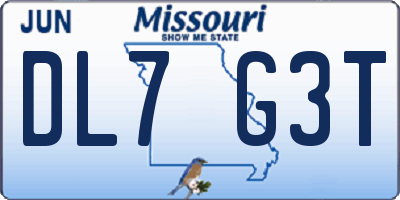 MO license plate DL7G3T