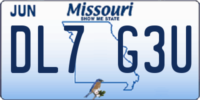 MO license plate DL7G3U