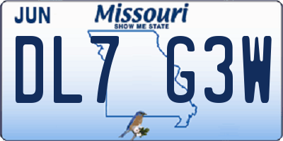MO license plate DL7G3W
