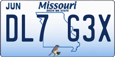 MO license plate DL7G3X