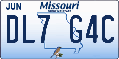 MO license plate DL7G4C