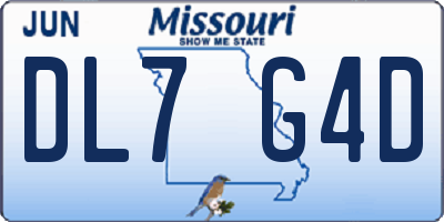 MO license plate DL7G4D