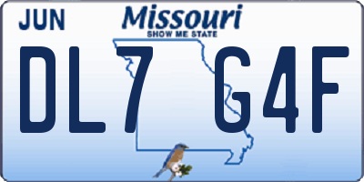 MO license plate DL7G4F