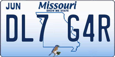 MO license plate DL7G4R