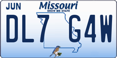 MO license plate DL7G4W