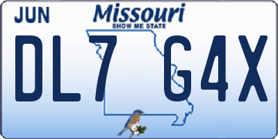 MO license plate DL7G4X