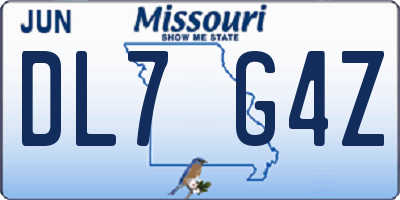 MO license plate DL7G4Z