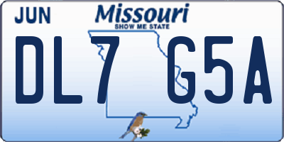 MO license plate DL7G5A