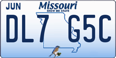 MO license plate DL7G5C