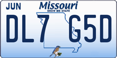 MO license plate DL7G5D