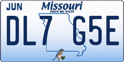 MO license plate DL7G5E