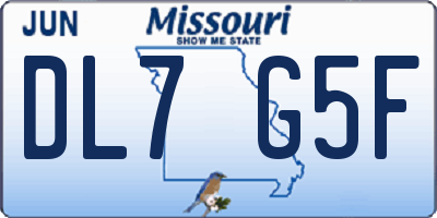 MO license plate DL7G5F