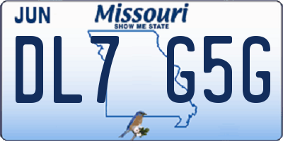 MO license plate DL7G5G