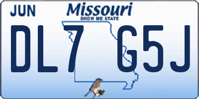 MO license plate DL7G5J