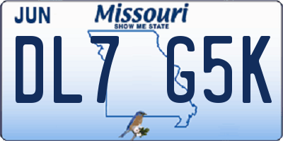 MO license plate DL7G5K