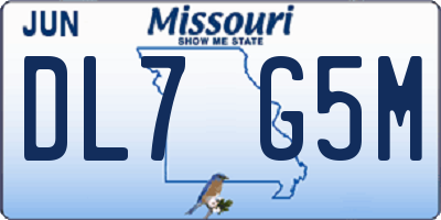 MO license plate DL7G5M