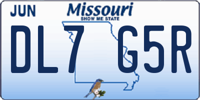 MO license plate DL7G5R