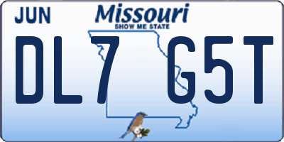 MO license plate DL7G5T