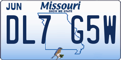 MO license plate DL7G5W