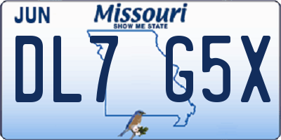 MO license plate DL7G5X