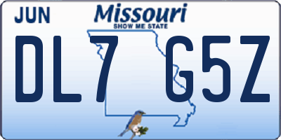 MO license plate DL7G5Z