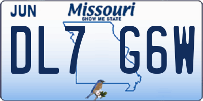 MO license plate DL7G6W
