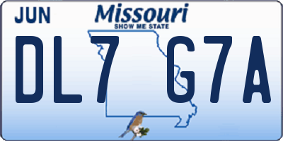 MO license plate DL7G7A