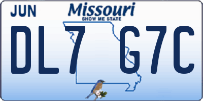 MO license plate DL7G7C