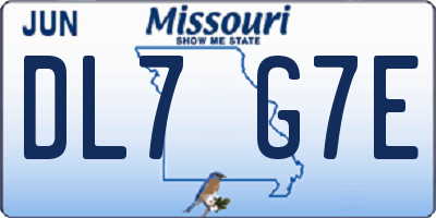 MO license plate DL7G7E