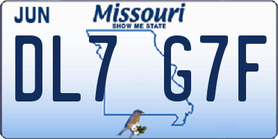 MO license plate DL7G7F