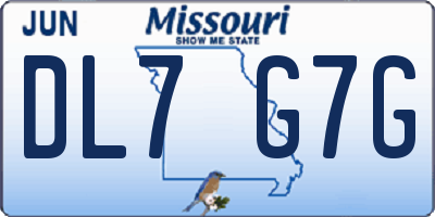 MO license plate DL7G7G
