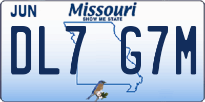 MO license plate DL7G7M