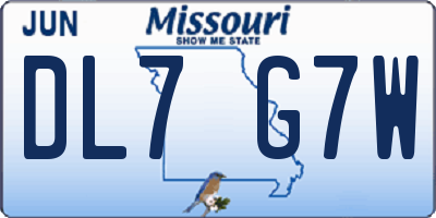 MO license plate DL7G7W