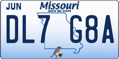 MO license plate DL7G8A