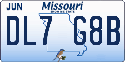 MO license plate DL7G8B