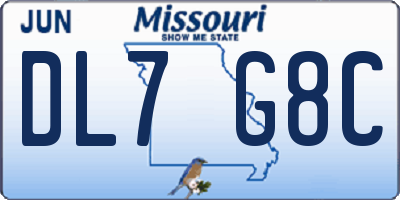 MO license plate DL7G8C